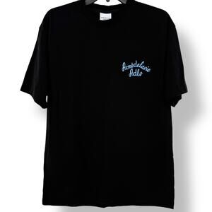 Acme de la vie ADLV Embroidered T Shirt Mens Size 1 Large Black Blue Front Back